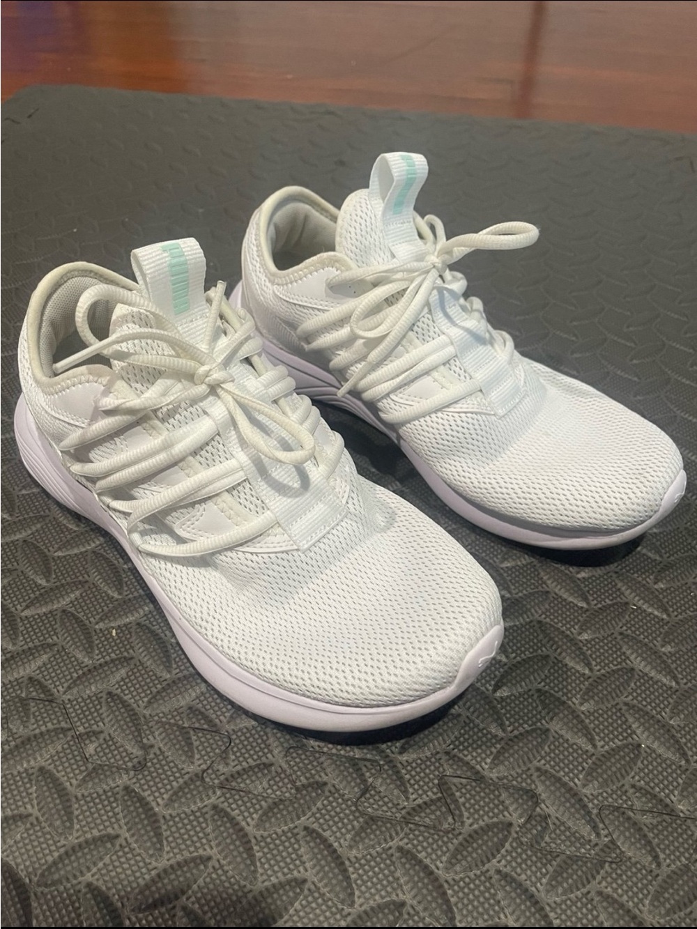 Puma White Athletic Sneakers with Mint Pull Tab